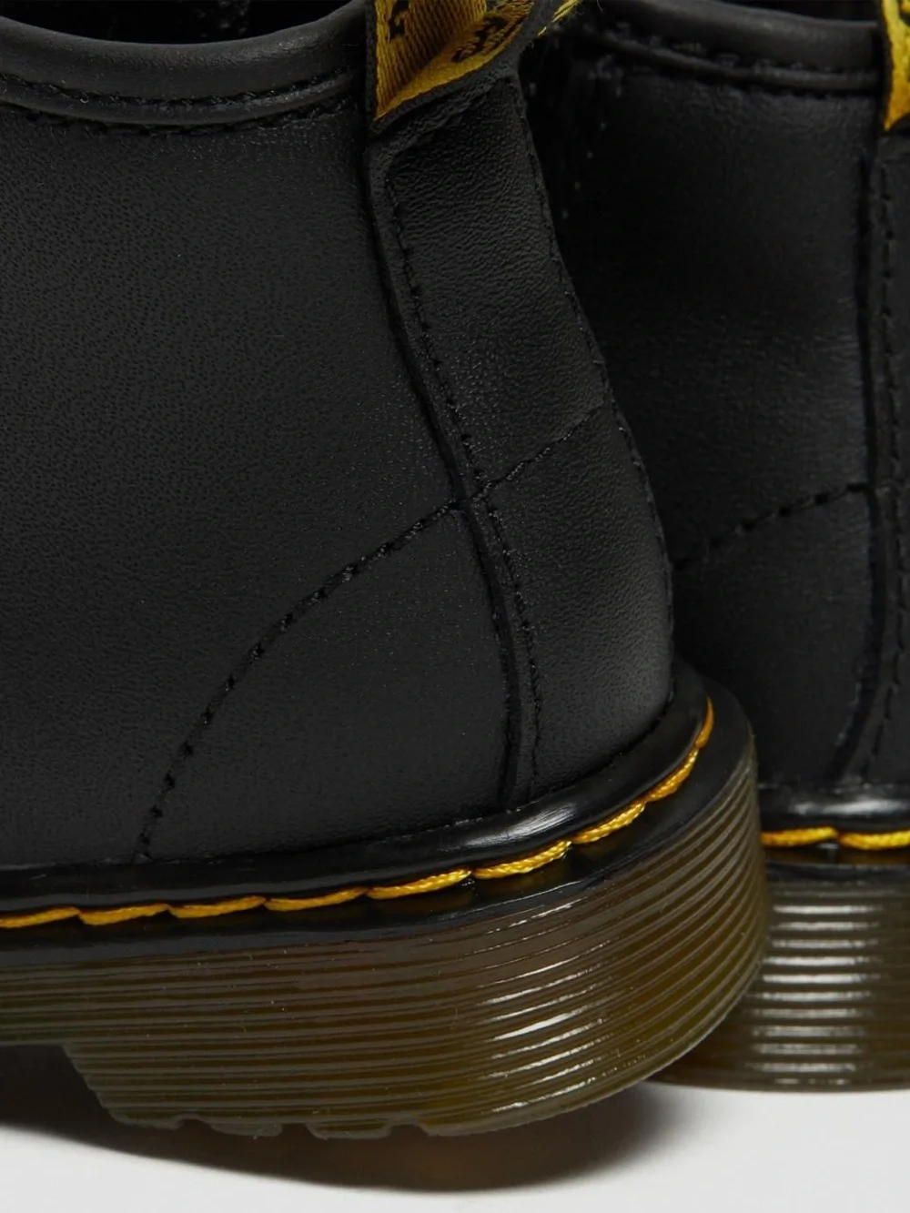 Dr. Doc Martens Baby Classic Black Leather Lace-Up Boots Yellow Stitching Sz 5